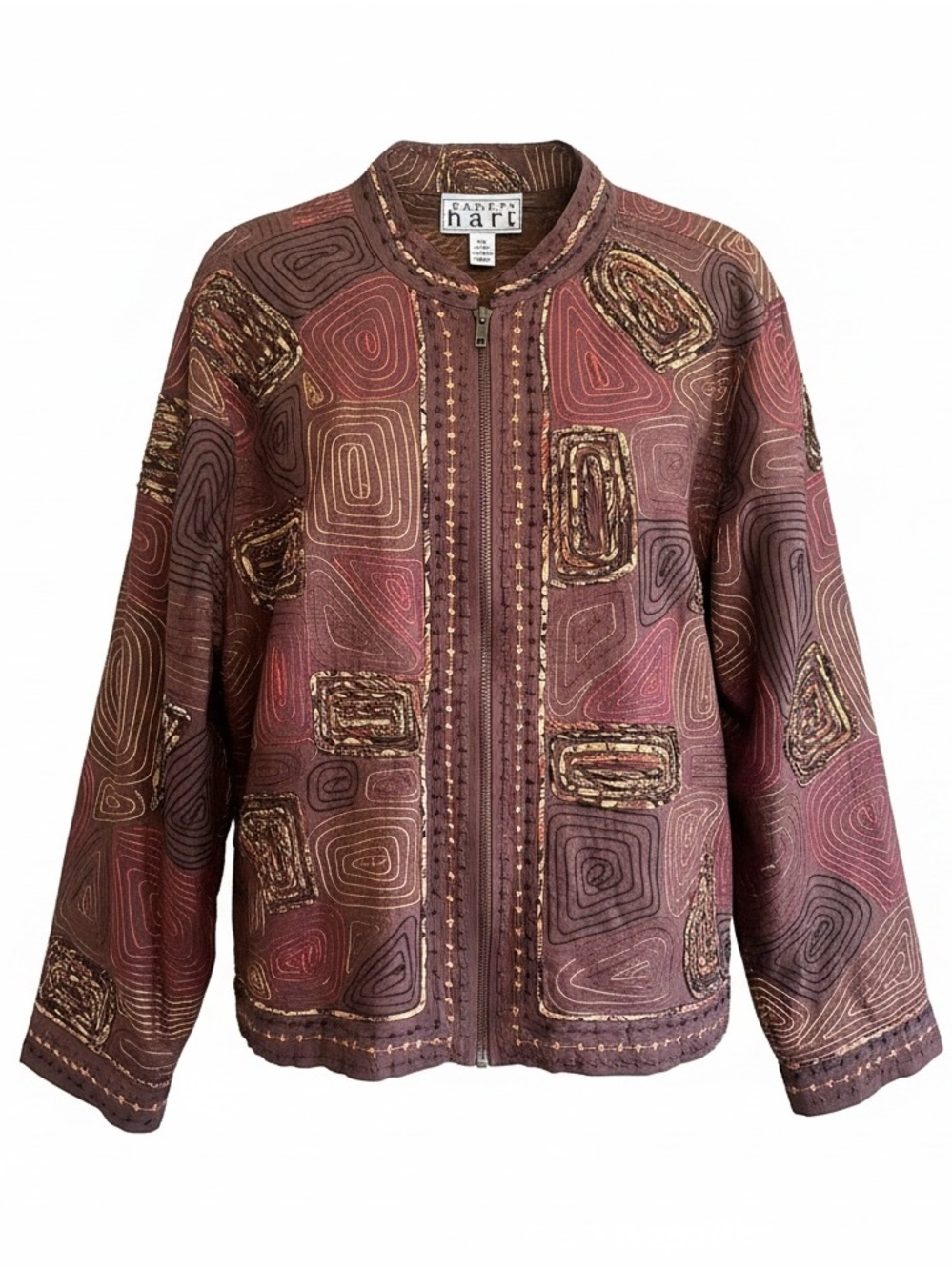 Keren‎ Hart Women's Embroidered and embellished Zip-Front Jacket brown